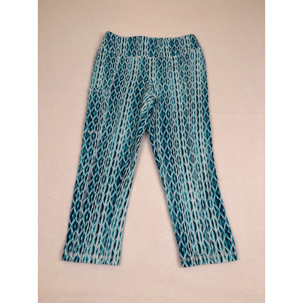 Weekends by Chico's Blue White Geometric Print Cropped Leggings Size 0‎ XS S